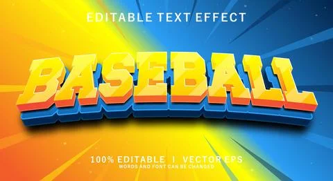 Baseball vector text effect with modern style design Stock Illustration
