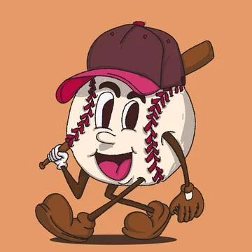 Baseball walking mascot vector illustration with face Stock Illustration