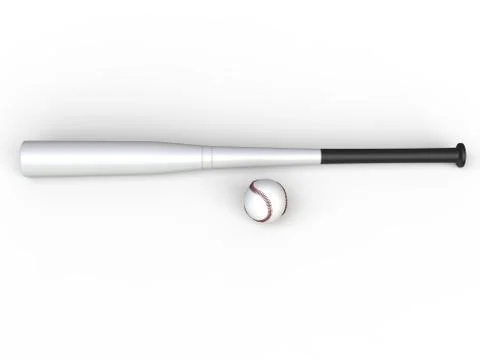 Baseball with white baseball bat - top view Stock Illustration