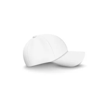 Baseball white cap and hat for the head, realistic blank template and mockup. Stock Illustration