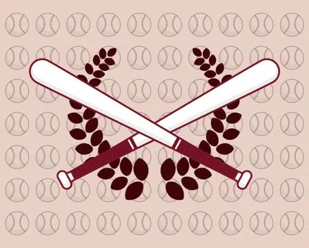 Baseball wreath bats Stock Illustration