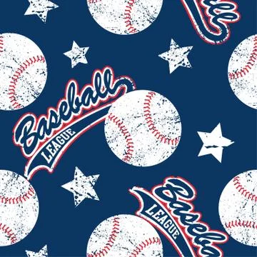 Baseballs and stars seamless pattern Stock Illustration