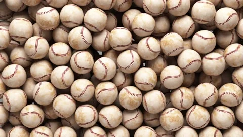 Baseballs are falling from above and fill the entire screen. Stock Footage 232492302