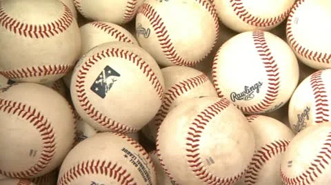 Baseballs Close Up Pan Stock Footage
