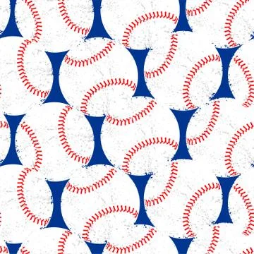Baseballs with distressed texture seamless pattern Stock Illustration