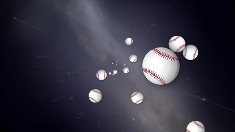Baseballs Flying Through Deep Space Galaxy Background Animation Stock Footage 344836308