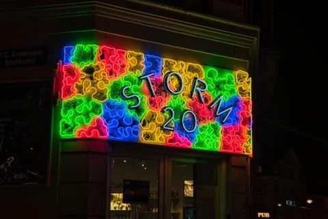 Based on the math model reaction diffusion, Dark Matters created a neon work Stock Photos