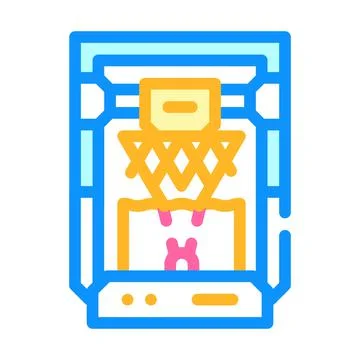 Based on stereolithography 3d printer color icon vector illustration Illustrazione stock