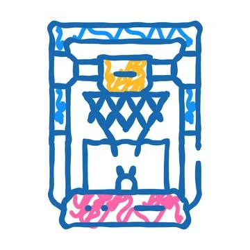 Based on stereolithography 3d printer icon doodle illustration Illustrazione stock