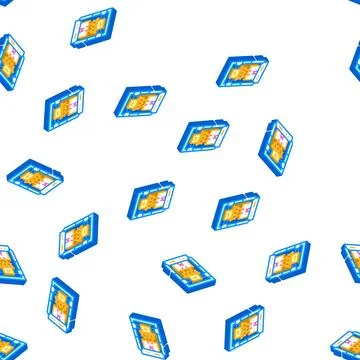 Based on stereolithography 3d printer isometric icon seamless pattern Illustrazione stock