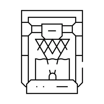 Based on stereolithography 3d printer line icon vector illustration Illustrazione stock