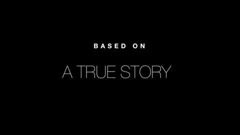 Based on a True Story Cinematic Text Animation on Black Background Stock Footage 336629371