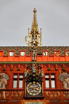 Basel City hall clock Stock Photos