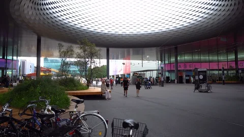 Basel Exhibition Square - People Walking - 3 Clips - Basel, Switzerland - June, Stock Footage 96858069