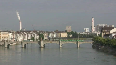 Basel industries cross river Stock Footage 697089