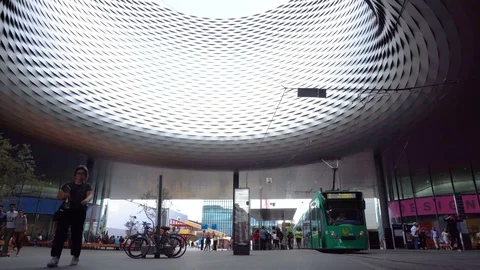 Basel Messeplatz Time Lapse - Basel, Switzerland - June, 2018 Video stock 96857207