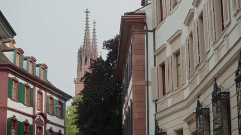 Basel Minster View from Old Town (GRADED) Stock Footage 158888533