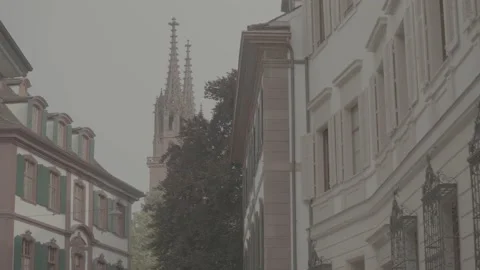 Basel Minster View from Old Town (LOG) Stock Footage 158888836