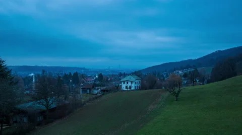 Basel skyline from day to night timelapse Stock Footage 60640050