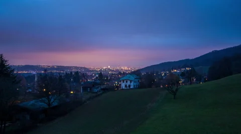 Basel skyline from day to night timelapse Video stock 60640100