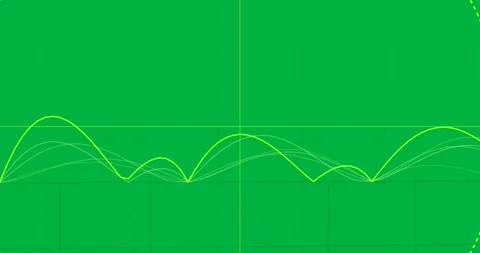 Baseline nodes emitting neon arcs, peaks growing, shifting right, showing signal Vídeos de archivo 327352356