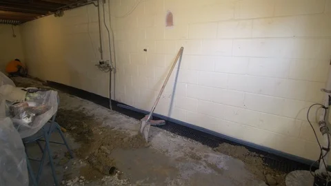 Basement Being Repaired Right Pan Stock Footage 100606522