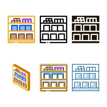 Basement cellar icon set vector outline Stock Illustration