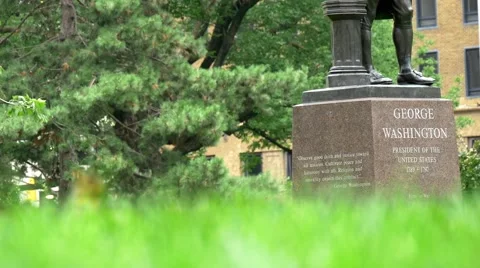 Basement close-up of George Washington statue and squirrel Stock Footage 54900693
