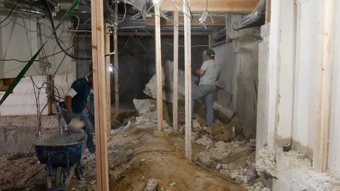 Basement Demolition Stock Footage 123044881