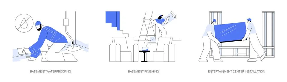 Basement design services abstract concept vector illustrations. Ilustración de archivo