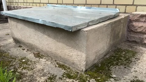 Basement opens in the building of the house has a window facing the street. The Stock Footage 275754436