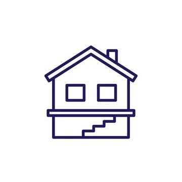 Basement or cellar line icon with house Ilustración de archivo