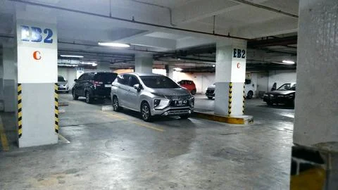 Basement parking area Stock Photos