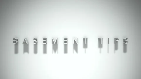 Basement tips 3D title animation white text on a white background Stock Footage 300617875