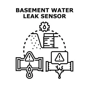 Basement water leak detection sensor system concept Stock Illustration