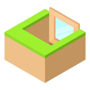 Basement window frame icon, isometric 3d style Illustrazione stock