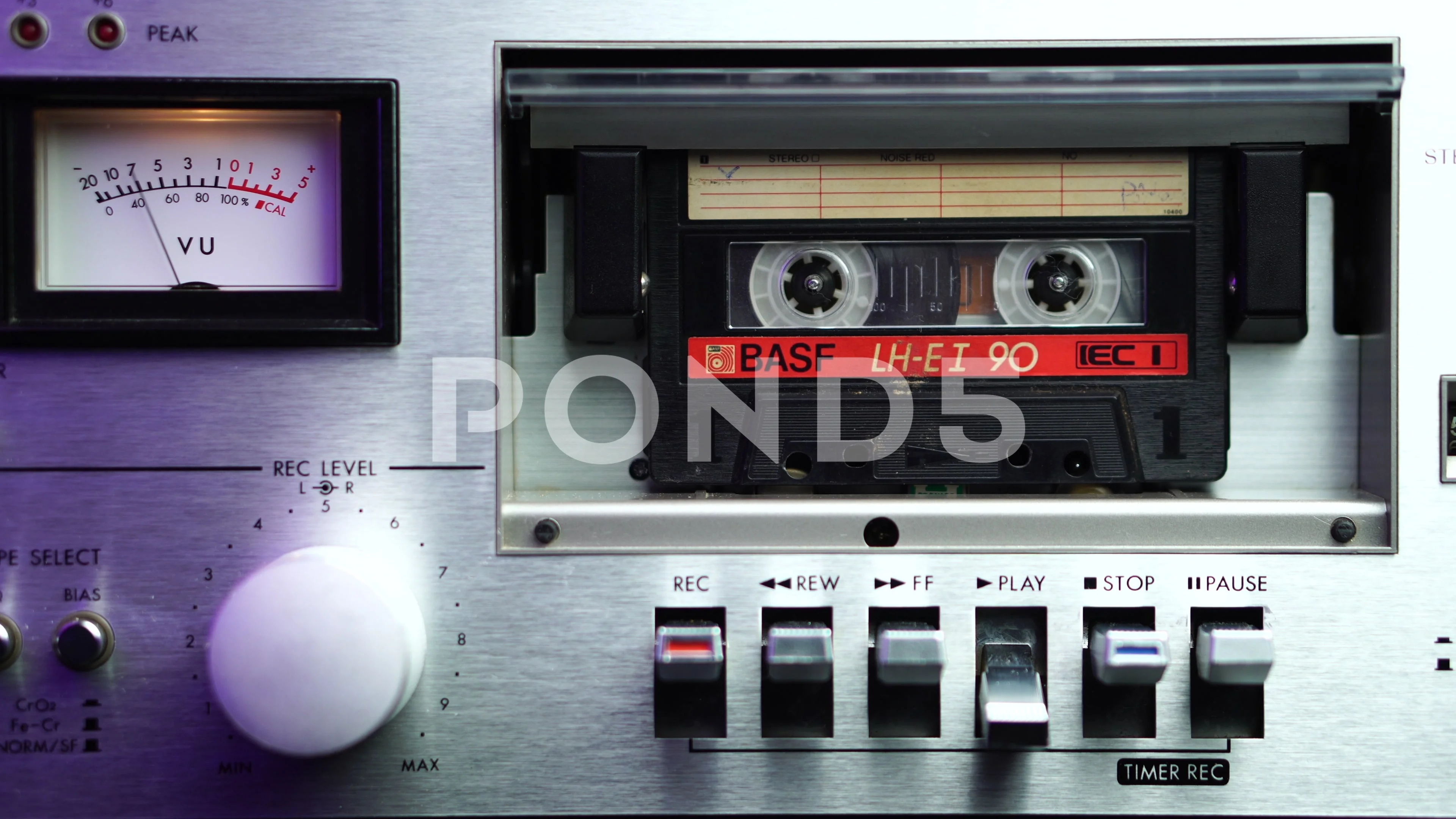 BASF Audio Cassette Tape Rolling in Vint, Stock Video