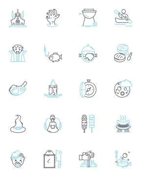 Bash linear icons set. Scripting, Shell, Terminal, Command, Linux, Ubuntu Stock-Illustration