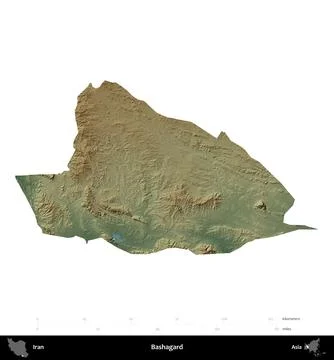 Bashagard, Iran, isolated on white. Physical Stock Illustration