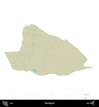 Bashagard, Iran, isolated on white. Topographic Humanitarian Stock Illustration