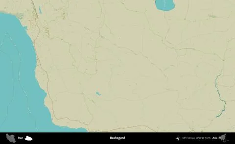 Bashagard, Iran. Topographic Humanitarian Stock Illustration