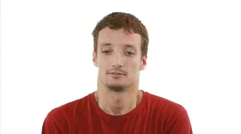 Bashful guy ( funny ) - white background Vídeos de archivo 810753