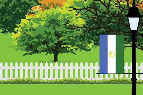 Bashkortostan Day Trees Lamp Vector Illustration Stock Illustration