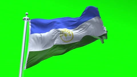 Bashkortostan Flag Waving in Loopable and Textured green screen background Stock Footage 296876463