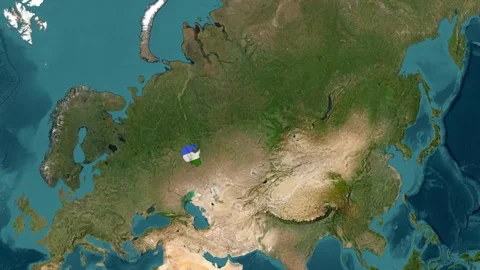 Bashkortostan map with waving flag Video stock 294129496