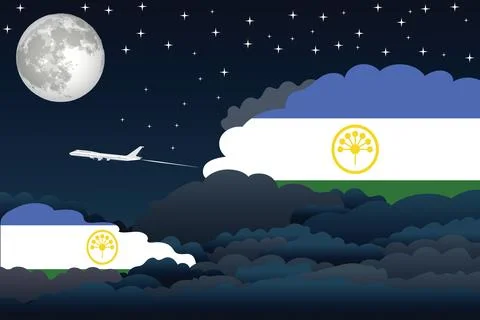 Bashkortostan Night Clouds Airplane Vector Illustration Stock Illustration