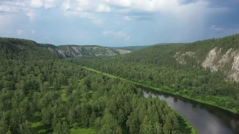 Bashkortostan in summer. River Agidel Vídeo Stock 205373192