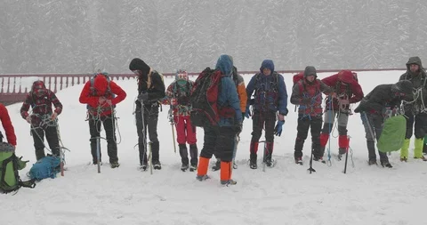 Basic Alpine Mountaineering Course Stock Footage 111009800