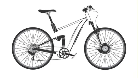 Basic animation of a suspension bike with pedals and wheels rotating. Video stock 114802418