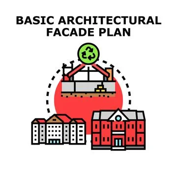 Basic architectural facade plan drawing design concept Stock Illustration